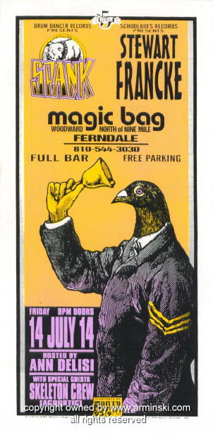 1995 Spank & Stewart Francke - Silkscreen Concert Handbill Arminski (MA-041)